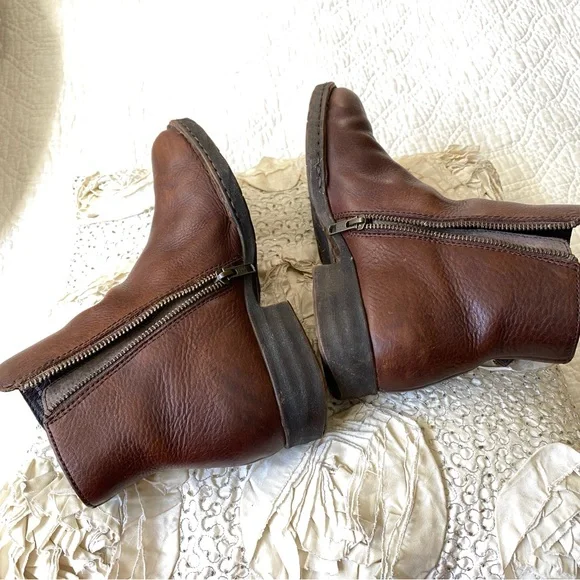 Born Brown Leather Ankle Boots Zip Up Sides Size 8 - Picture 11 of 16